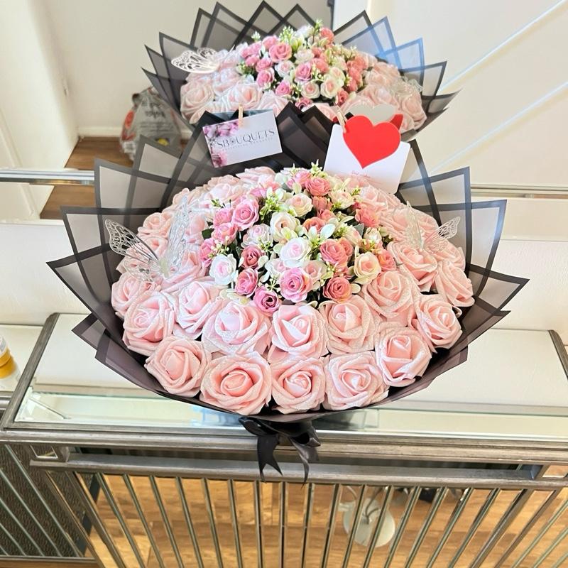 Blush Pink Eternal Rose Bouquet - Perfect Gift for All Occasions - Decorative, Decor artificial roses