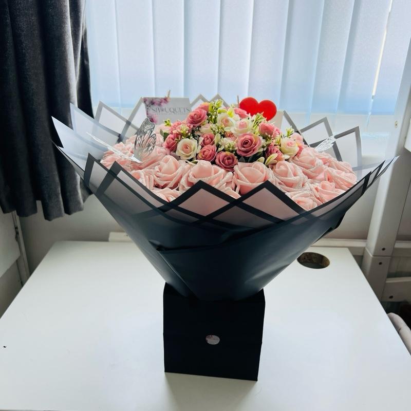 Blush Pink Eternal Rose Bouquet - Perfect Gift for All Occasions - Decorative, Decor artificial roses