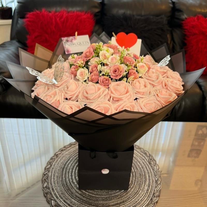 Blush Pink Eternal Rose Bouquet - Perfect Gift for All Occasions - Decorative, Decor artificial roses